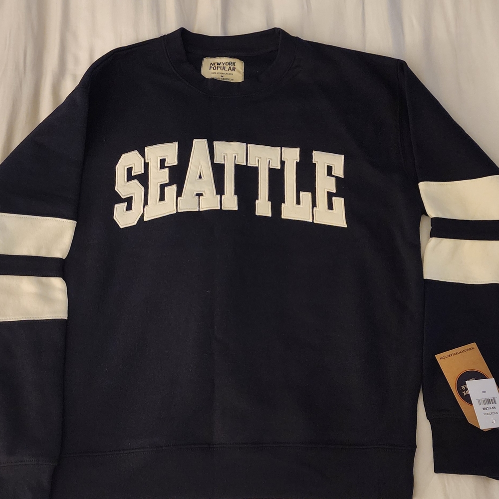 Unisex Seattle Crewneck Sweatshirt - Navy/White